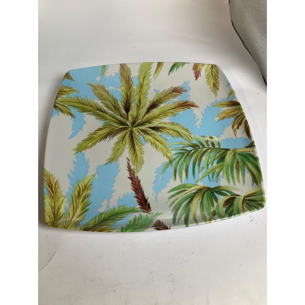 Tropical Palm Tree Melamine Square‎ Plate Coastal Decor Summer Party